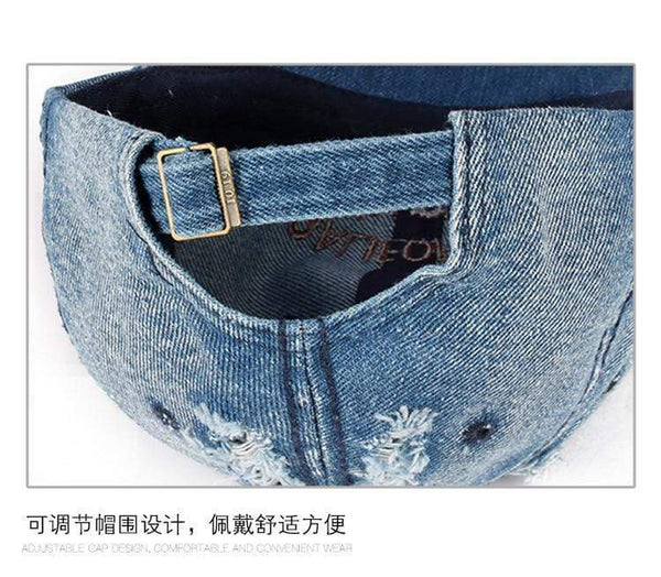 Planet Gates Snapback Women's Distressed Hole Embroidery Simple Baseball Cap For Men Female Outdoor Leisure Cowboy Hat