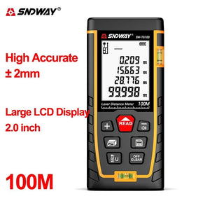 Planet Gates SNDWAY Laser Rangefinder High Accurate Roulette Laser Distance Meter Measuring 40M 100M 120M Digital Tape Measure Range Finder
