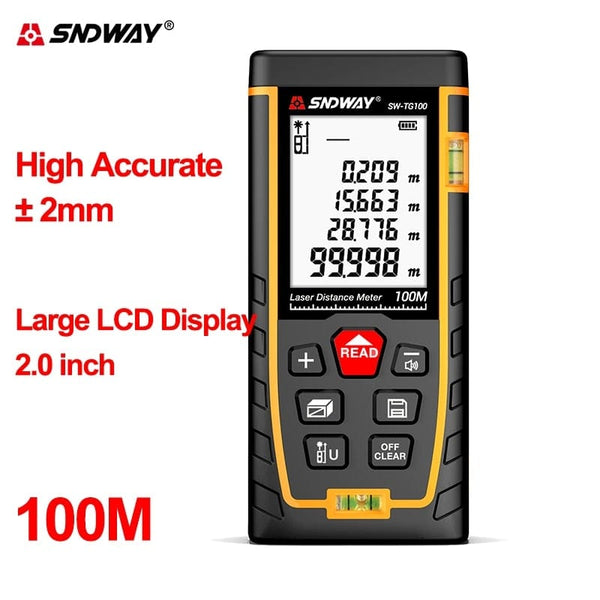 Planet Gates SNDWAY Laser Rangefinder High Accurate Roulette Laser Distance Meter Measuring 40M 100M 120M Digital Tape Measure Range Finder