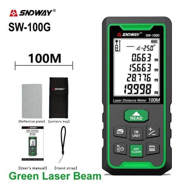 Planet Gates SNDWAY Laser Rangefinder High Accurate Roulette Laser Distance Meter Measuring 40M 100M 120M Digital Tape Measure Range Finder