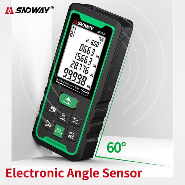 Planet Gates SNDWAY Laser Rangefinder High Accurate Roulette Laser Distance Meter Measuring 40M 100M 120M Digital Tape Measure Range Finder