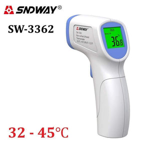 SNDWAY Non-contact Infrared Thermometer Portable Termometro Temperature Gun Meter Sound Alarm LCD Handheld Digital Thermometer (SW-3362)