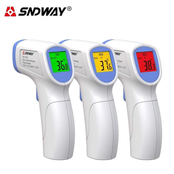 SNDWAY Non-contact Infrared Thermometer Portable Termometro Temperature Gun Meter Sound Alarm LCD Handheld Digital Thermometer (SW-3362)