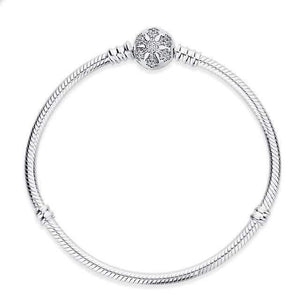 Planet Gates Snowflake1 / 15cm 925 Sterling Silver Bracelet Bead Charm Heart Snowflake Rose Snake Chain Basic Bracelets Pan Women DIY Jewelry
