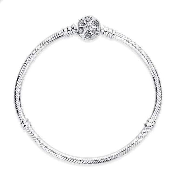 Planet Gates Snowflake1 / 15cm 925 Sterling Silver Bracelet Bead Charm Heart Snowflake Rose Snake Chain Basic Bracelets Pan Women DIY Jewelry