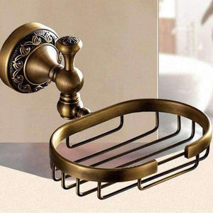 Planet Gates Soap Basket Bathroom hardware set Antique Brass Carved Bathroom Products wall mounted brass Bathroom Accessories set shelf towel rack A2D