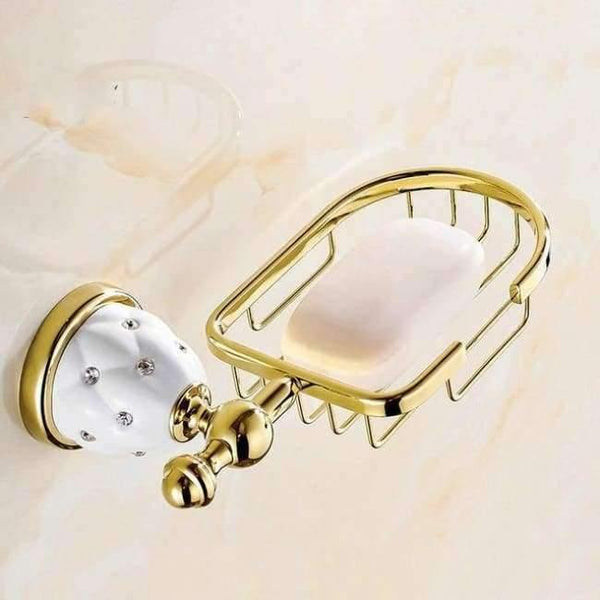 Planet Gates soap box Bathroom Accessories Sets Crystal Brass Gold Bathroom Hardware Sets Wall Mounted Bathroom Products