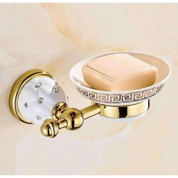 Planet Gates soap dish Bathroom Accessories Sets Crystal Brass Gold Bathroom Hardware Sets Wall Mounted Bathroom Products