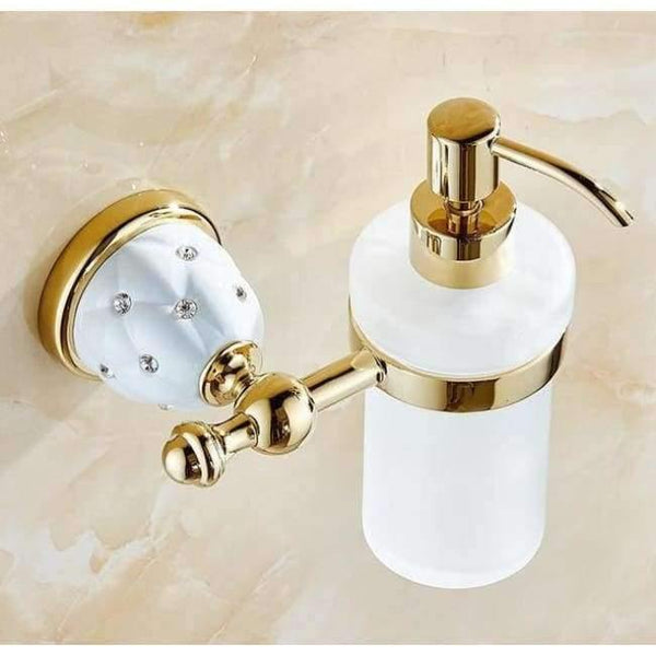 Planet Gates soap dispenser Bathroom Accessories Sets Crystal Brass Gold Bathroom Hardware Sets Wall Mounted Bathroom Products
