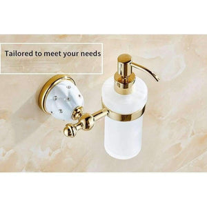 Planet Gates Soap Dispensers Luxury Golden Wall Mounted Liquid Soap Holder With Gold Frosted Glass Container Bottle Bathroom Products 5218