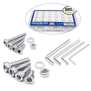 880Pcs M2 M3 M4 M5 Hex Hexagon Socket Screw Set Stainless Steel Flat Round Cap Head Screw Kit Bolts And Nuts Allen Bolts Set