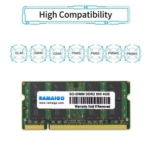 Planet Gates SODIMM 4GB DDR2 800Mhz RAM DDR2 667mhz 8GB 2x4GB notebook memory for GL40 GM45 GS45 PM45 PM65 PM945 PM965 Laptop single DDR2 4GB