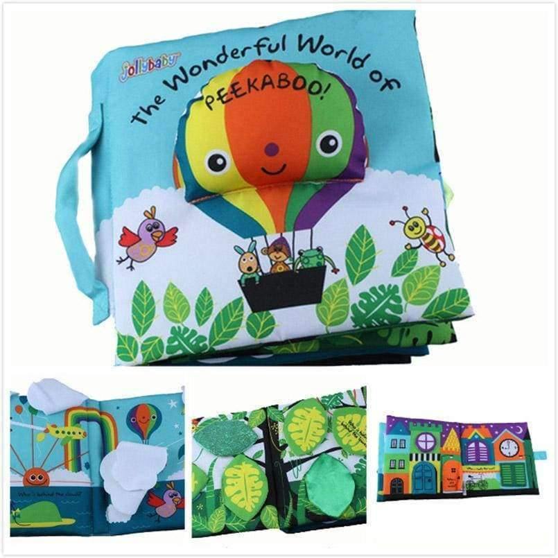 Planet Gates Soft Cloth Book Children Kid Educational Toys Fabric Balloon Peekaboo Animals English Teach Stereo Quiet Book For Newborn Babies