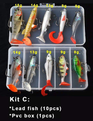 Planet Gates Soft Lure Kit set 18g 14g 13g 9g 8g Wobblers Artificial Bait Silicone Fishing Lures Sea Bass Carp Fishing Lead Fish Jig