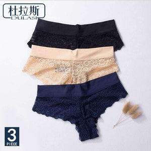 Planet Gates Soft Women's Sexy Lace Panties Thongs G Strings Seamless Underwear Women Panty Briefs Bikini Cotton Crotch DULASI 3pcs/lot
