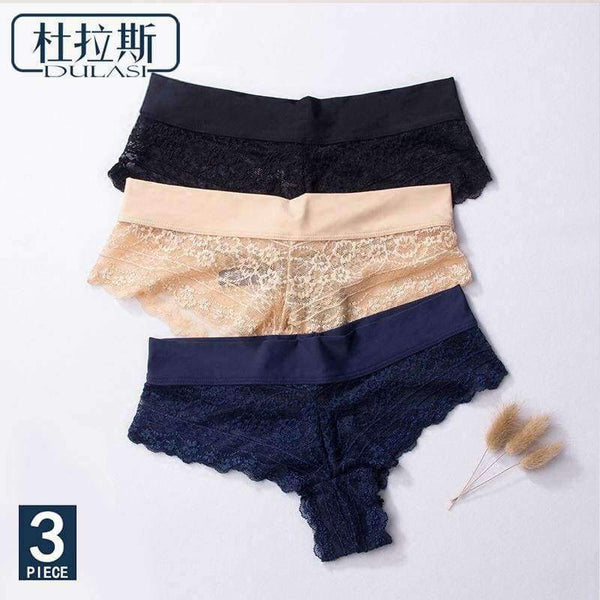 Planet Gates Soft Women's Sexy Lace Panties Thongs G Strings Seamless Underwear Women Panty Briefs Bikini Cotton Crotch DULASI 3pcs/lot