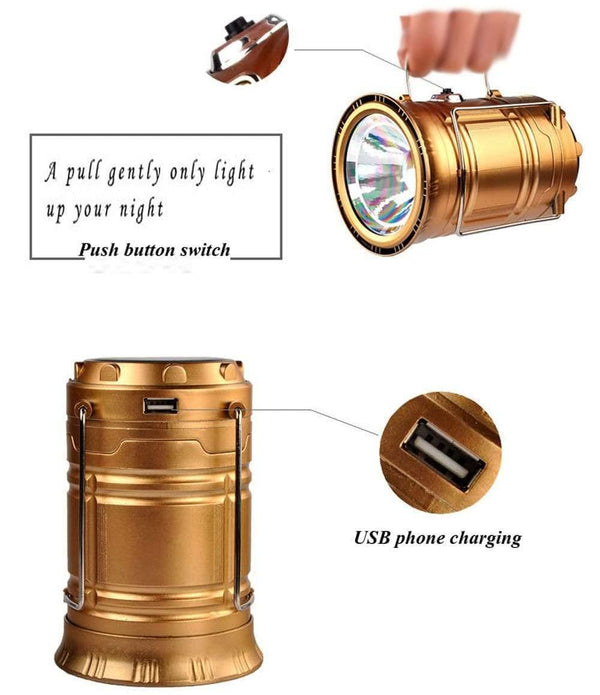 Planet Gates Solar Powered Collapsible Flashlights Outdoor SOS Camping equipment Travel Multifunction LED Portable light