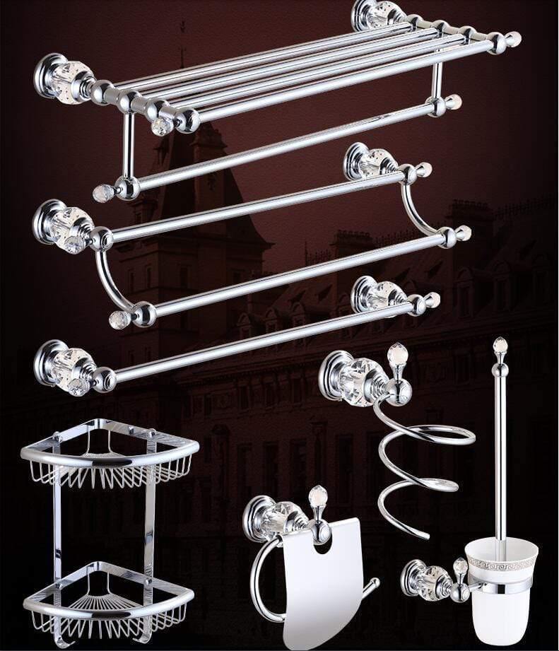 Planet Gates Solid Brass Chrome Finish Bathroom Accessories Set,Robe Hook,Paper Holder,Towel Bar,Soap Basket,bathroom Sets,