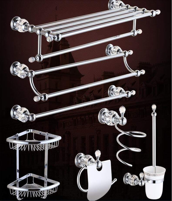 Planet Gates Solid Brass Chrome Finish Bathroom Accessories Set,Robe Hook,Paper Holder,Towel Bar,Soap Basket,bathroom Sets,