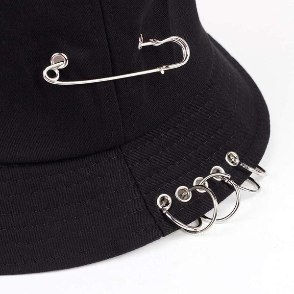 Planet Gates Solid Color iron pin rings personality Bucket Hat cap for unisex women men cotton fishermen caps factory sells directly