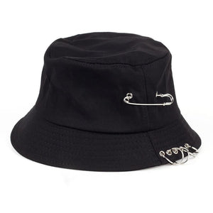 Planet Gates Solid Color iron pin rings personality Bucket Hat cap for unisex women men cotton fishermen caps factory sells directly
