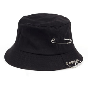 Planet Gates Solid Color iron pin rings personality Bucket Hat cap for unisex women men cotton fishermen caps factory sells directly