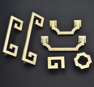 Solid Zinc Alloy Chinese Style Brushed Gold Handle Cabinet Drawer Knob Door Pull Chinese Style Half Moon