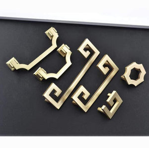 Solid Zinc Alloy Chinese Style Brushed Gold Handle Cabinet Drawer Knob Door Pull Chinese Style Half Moon