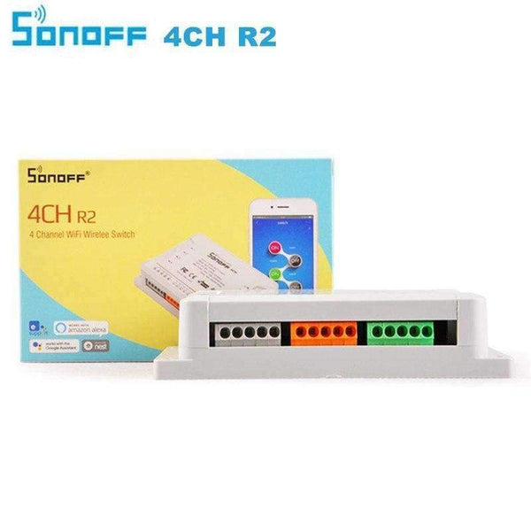 Planet Gates Sonoff 4CH R2 Smart Switch 4 Channels 2.4G Wifi Remote Control Smart automation modules for Home Appliances 10a