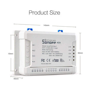 Planet Gates Sonoff 4CH R2 Smart Switch 4 Channels 2.4G Wifi Remote Control Smart automation modules for Home Appliances 10a