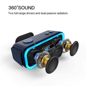Planet Gates SoundBox Pro TWS Wireless Bluetooth Speaker 2*10 Drivers With Flashing LED Light Enhanced Bass Stereo Sound IPX5 Waterproof