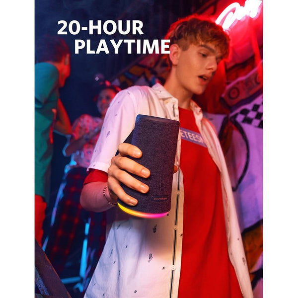 Planet Gates Soundcore Flare+ Portable Bluetooth Speaker By Anker Huge 360' Sound IPX7 Waterproof Bigger Bass Ambient LED 20 -Hour Playtime (Black)