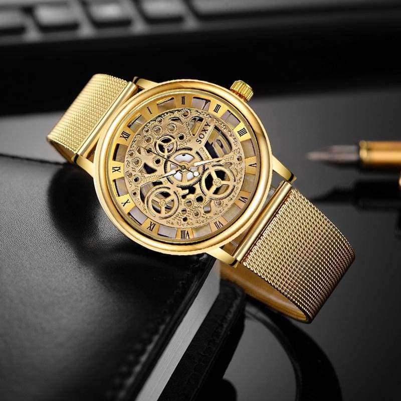 Planet Gates SOXY Luxury Skeleton Watches Men Watch Fashion Gold Watch Men Clock Men's Watch relogio masculino reloj hombre erkek kol saati