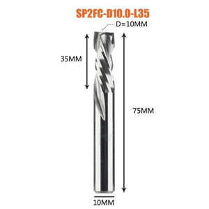 Planet Gates SP2FC-D10.0-L35 Compression milling cutter woodwork UP &amp; DOWN Cut Two Flutes Spiral Carbide Milling Tool CNC Router Wood End Mill Cutter Bits