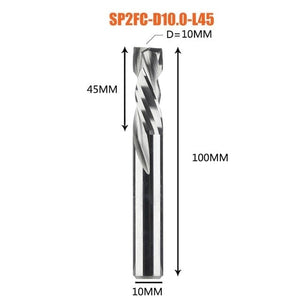 Planet Gates SP2FC-D10.0-L45 Compression milling cutter woodwork UP &amp; DOWN Cut Two Flutes Spiral Carbide Milling Tool CNC Router Wood End Mill Cutter Bits