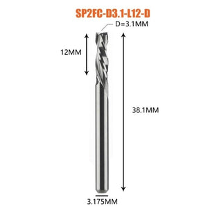 Planet Gates SP2FC-D3.1-L12 Compression milling cutter woodwork UP &amp; DOWN Cut Two Flutes Spiral Carbide Milling Tool CNC Router Wood End Mill Cutter Bits
