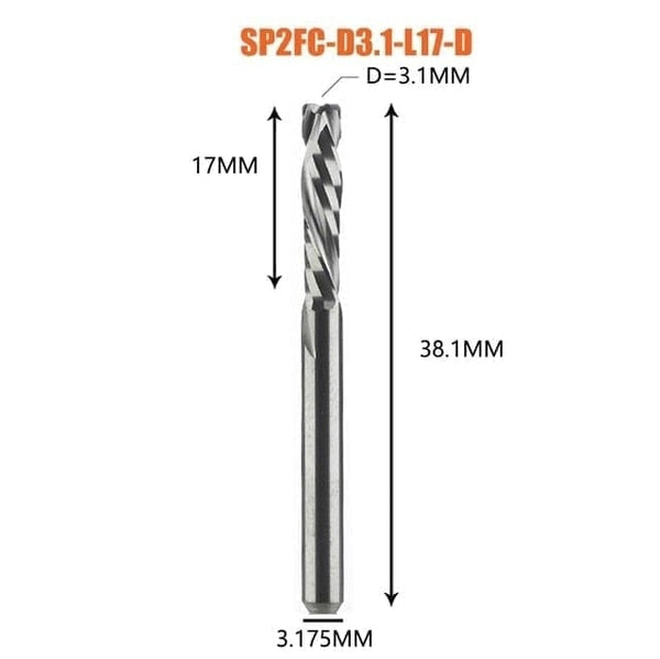Planet Gates SP2FC-D3.1-L17 Compression milling cutter woodwork UP &amp; DOWN Cut Two Flutes Spiral Carbide Milling Tool CNC Router Wood End Mill Cutter Bits