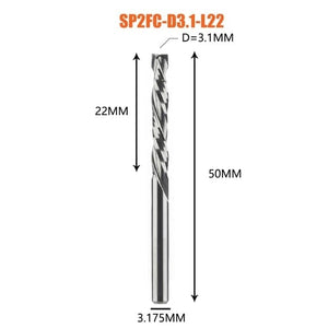 Planet Gates SP2FC-D3.1-L22 Compression milling cutter woodwork UP &amp; DOWN Cut Two Flutes Spiral Carbide Milling Tool CNC Router Wood End Mill Cutter Bits