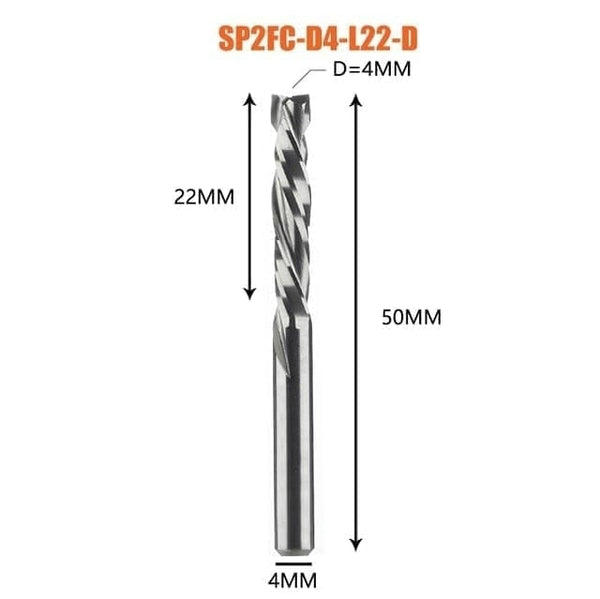 Planet Gates SP2FC-D4.0-L22 Compression milling cutter woodwork UP &amp; DOWN Cut Two Flutes Spiral Carbide Milling Tool CNC Router Wood End Mill Cutter Bits
