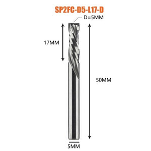 Planet Gates SP2FC-D5.0-L17 Compression milling cutter woodwork UP &amp; DOWN Cut Two Flutes Spiral Carbide Milling Tool CNC Router Wood End Mill Cutter Bits