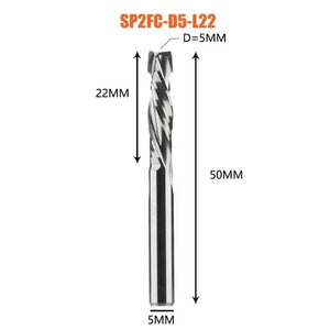 Planet Gates SP2FC-D5.0-L22 Compression milling cutter woodwork UP &amp; DOWN Cut Two Flutes Spiral Carbide Milling Tool CNC Router Wood End Mill Cutter Bits