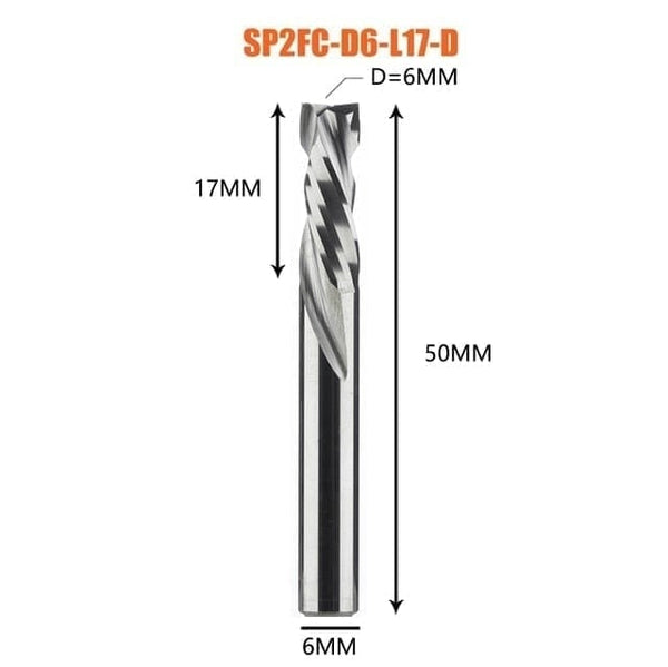 Planet Gates SP2FC-D6.0-L17 Compression milling cutter woodwork UP &amp; DOWN Cut Two Flutes Spiral Carbide Milling Tool CNC Router Wood End Mill Cutter Bits