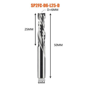 Planet Gates SP2FC-D6.0-L25 Compression milling cutter woodwork UP &amp; DOWN Cut Two Flutes Spiral Carbide Milling Tool CNC Router Wood End Mill Cutter Bits