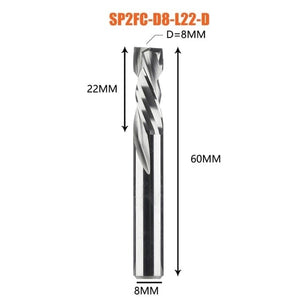 Planet Gates SP2FC-D8.0-L22 Compression milling cutter woodwork UP &amp; DOWN Cut Two Flutes Spiral Carbide Milling Tool CNC Router Wood End Mill Cutter Bits