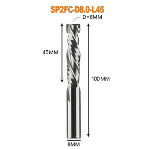 Planet Gates SP2FC-D8.0-L45 Compression milling cutter woodwork UP &amp; DOWN Cut Two Flutes Spiral Carbide Milling Tool CNC Router Wood End Mill Cutter Bits