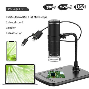 Planet Gates SPAIN / 1000X / 3 in 1 Microscope Wireless Digital Microscope Handheld USB HD Inspection Camera 50x-1000x Magnification with Flexible Stand For iPhone iPad PC