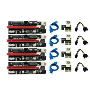 Planet Gates SPAIN / 4PC 6Pcs Newest Ver009 Usb 3.0 Pci-E Riser Ver 009S Express 1X 4X 8X 16X Extender Riser Adapter Card Sata 15Pin to 6 Pin Power Cable