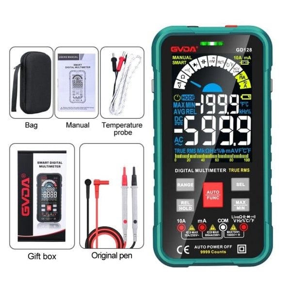 Planet Gates SPAIN / GD128-GREEN GVDA New Smart Multimeter Auto Range 1000V 10A Digital Capacitance Tester True RMS REL Ohm Hz AC DC Voltage Meter Multimetro