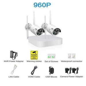 Planet Gates Spain / None / Black Hiseeu wifi home security camera system wifi 4CH 1080P CCTV NVR Kit 2pcs 960P/1080P wireless video surveillance IP camera system