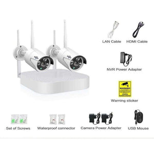 Planet Gates Spain / None / Black Hiseeu wifi home security camera system wifi 4CH 1080P CCTV NVR Kit 2pcs 960P/1080P wireless video surveillance IP camera system